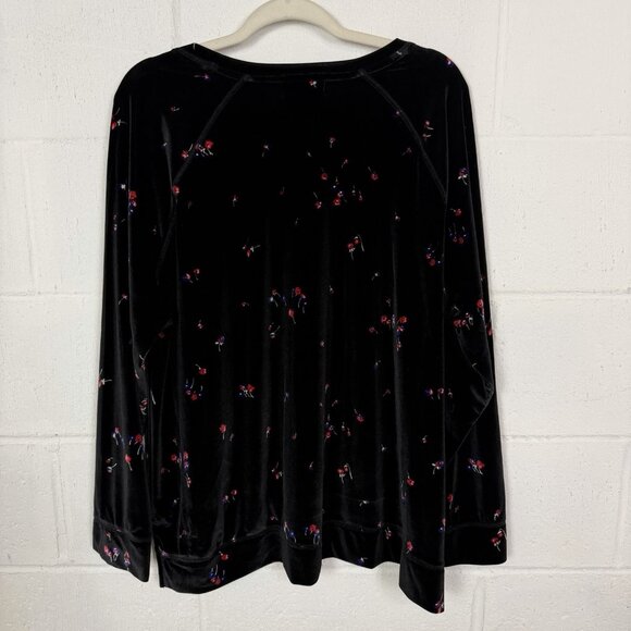 Liz Claiborne Velvet Top Black Floral Stretch Relaxed Party Office Dressy XXL - Picture 7 of 12